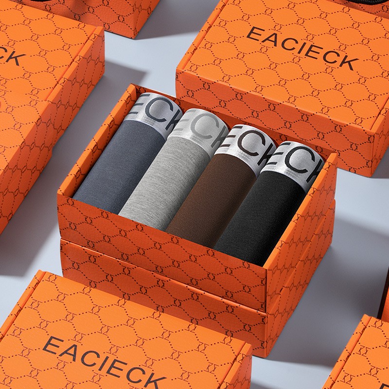 内裤男纯色适合男生平角裤青年学生运动透气抑菌男士内裤礼盒