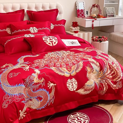高档龙凤婚庆四件套不掉色不起球