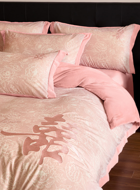 冬季加厚牛奶绒婚庆四件套2025新款喜被红色床单结婚床上用品婚嫁