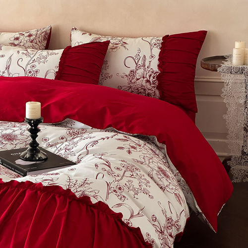 不掉色不起球高档法式婚庆四件套