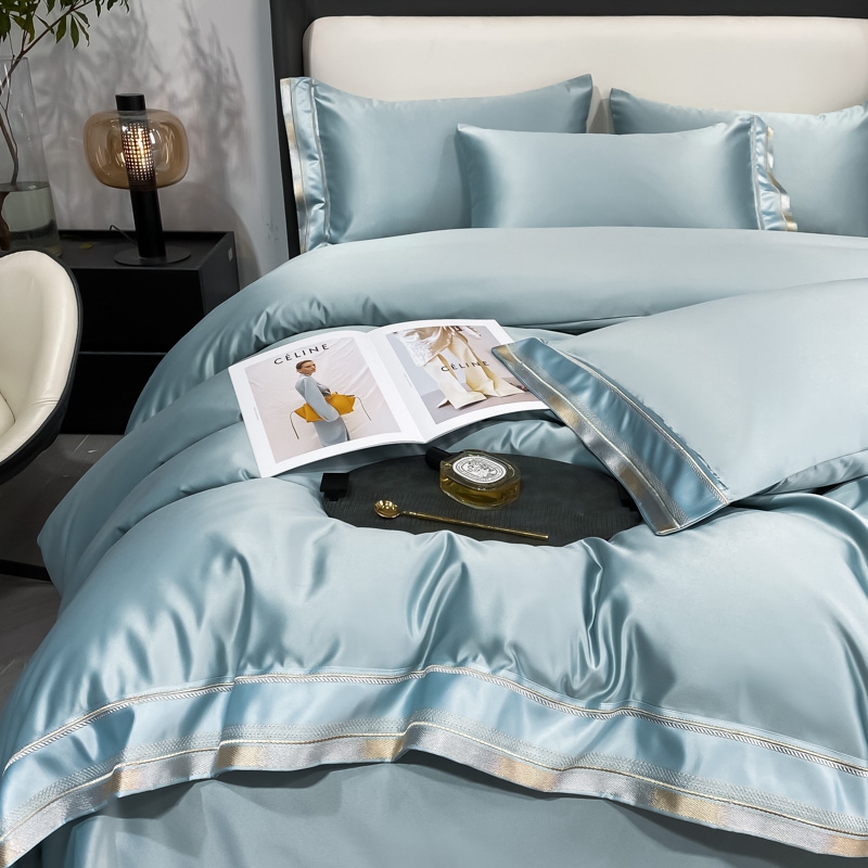 轻奢欧式双面冰丝四件套真丝滑裸睡被套夏季天丝凉感床单床上用品