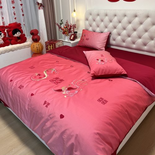 小红书爆款推荐不掉色婚庆四件套