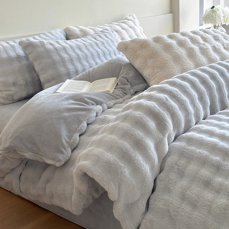 轻奢兔毛绒四件套冬季加厚牛奶绒床单被套珊瑚绒加绒保暖床上用品,床上用品,床品套件/四件套/多件套,淘宝优惠券,粉丝福利购,淘宝优惠卷