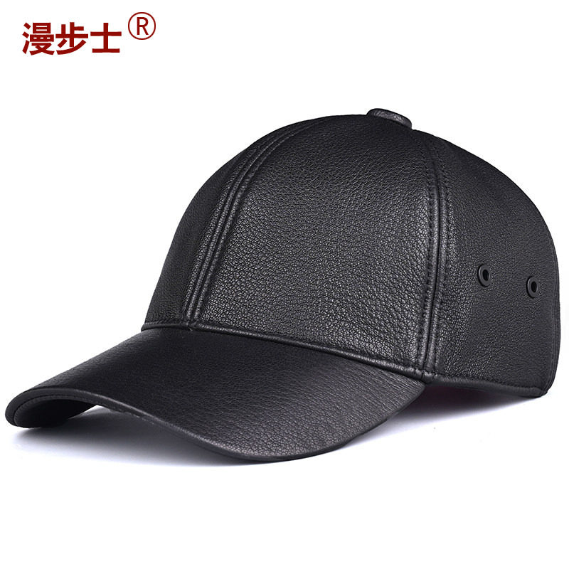 真皮棒球帽秋冬男士休闲全羊皮帽