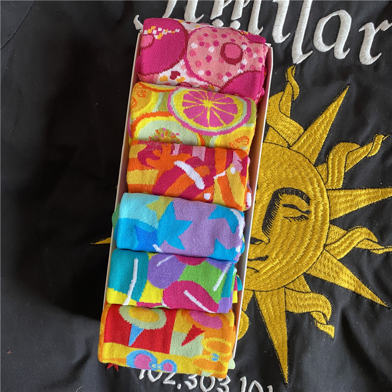 网红双装欧美风涂鸦长袜子包邮