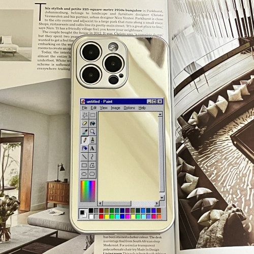 Windows95画板镜面手机壳复古设计使用苹果16ProMax小红书同款女生补妆镜新款VIVOS20小众IQOOZ9全包华为MATE