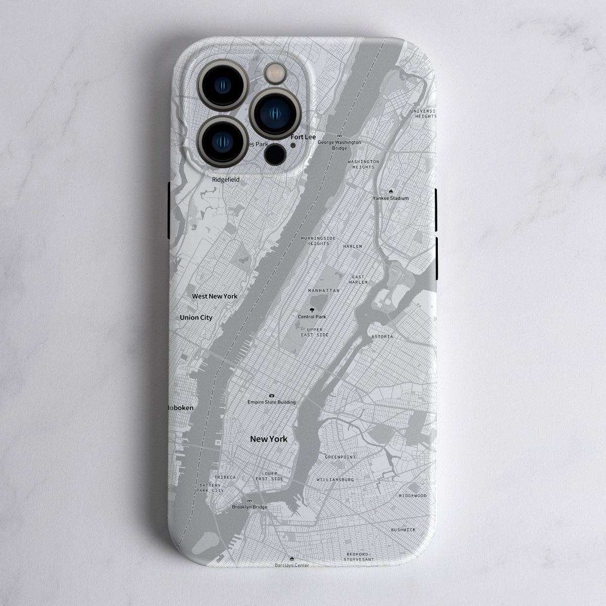 newyork纽约城市地图灰色手机壳适用苹果16pro个性小众小米15全包防摔IQOONEO10高级感华为MATE70创意红米K80