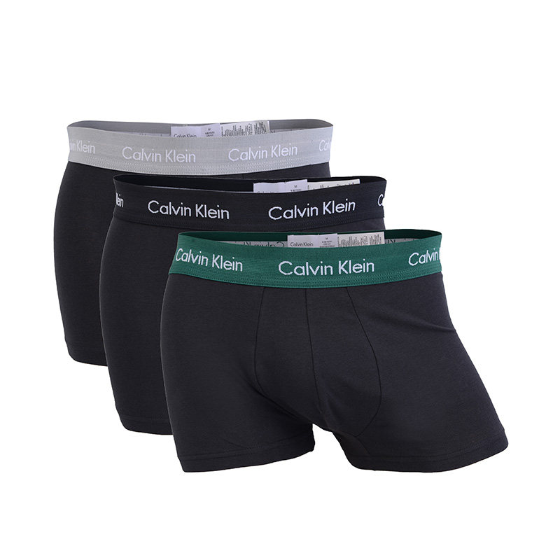 Calvin Klein/凯文克莱男士内裤黑色三条装中腰舒适弹性平角裤