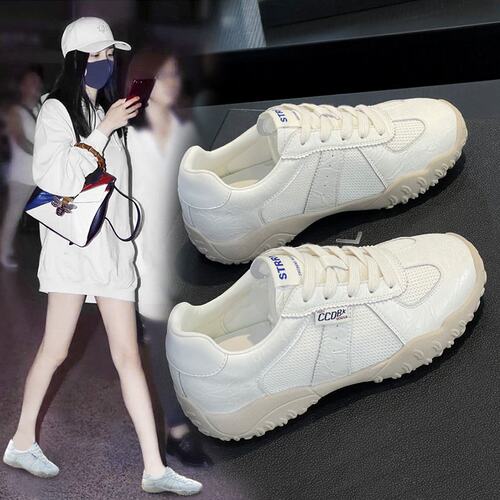 真皮增高德训鞋女2026春新款厚底防滑爆款透气运动小白鞋女阿C-61
