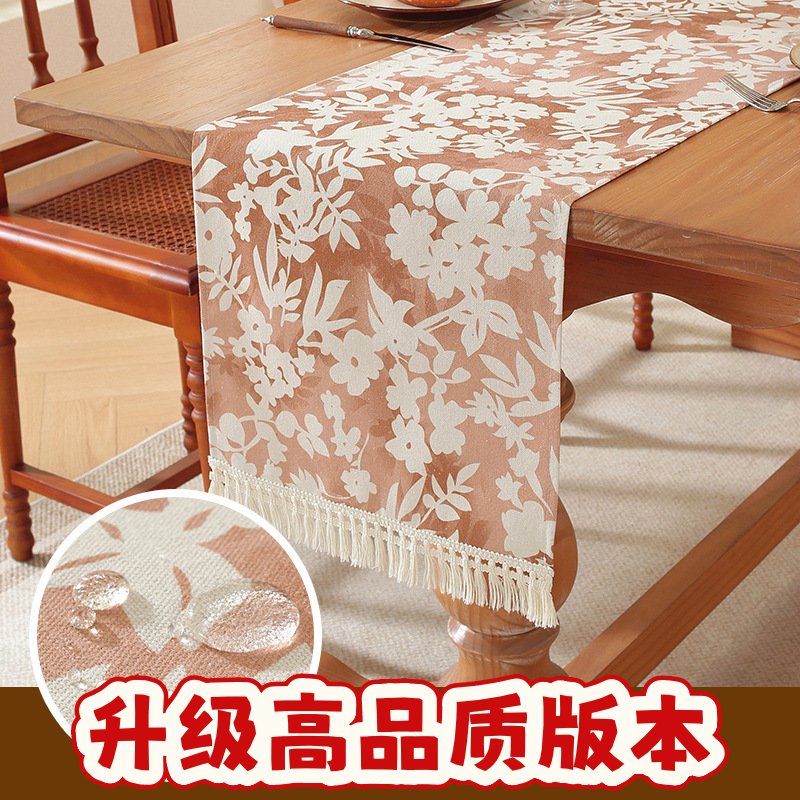 农舍风长条桌布防水防油桌面装饰布隔热防烫餐边柜桌旗定制SS29