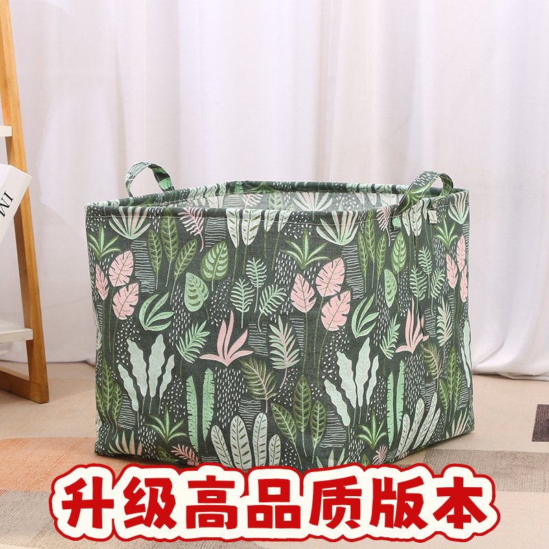 大号加厚棉麻收纳筐零食杂物衣服整理盒卡通玩具收纳储物筐SS47
