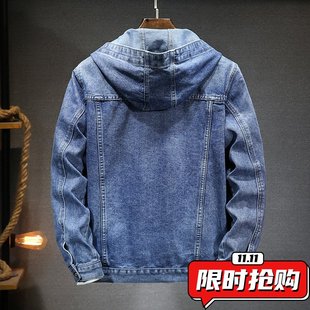 上衣 新款 街潮男装 夹克2025春季 防风合体连帽牛仔外套男ER56 男士