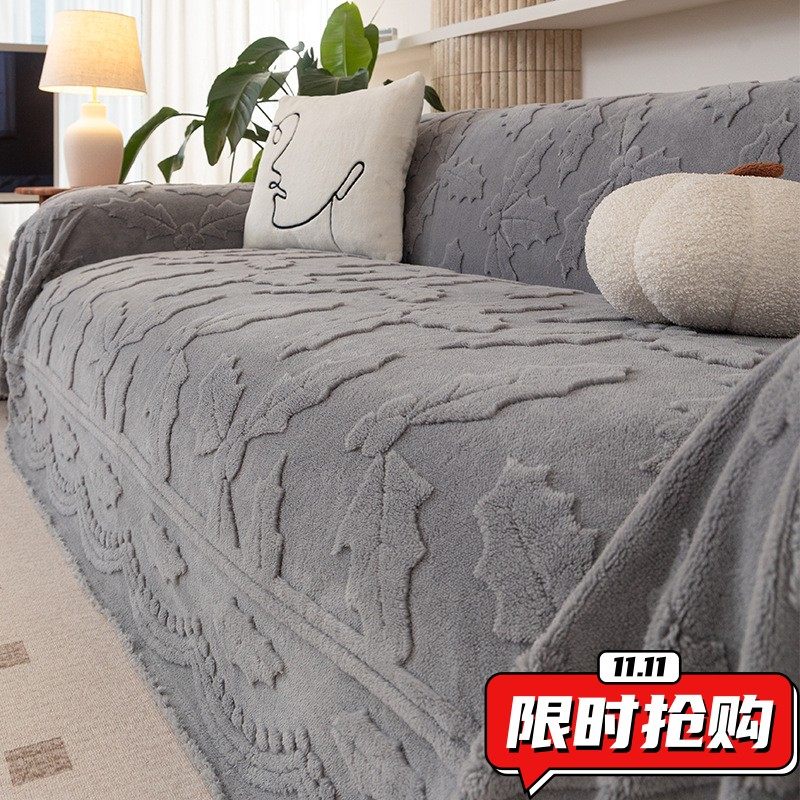 2026秋冬加厚毛绒沙发巾全盖一片式防滑直排沙发套罩坐垫SW05