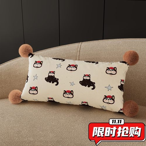 高级感卡通萌宠小猫抱枕客厅沙发靠背垫腰枕卧室床头靠枕靠垫DA79