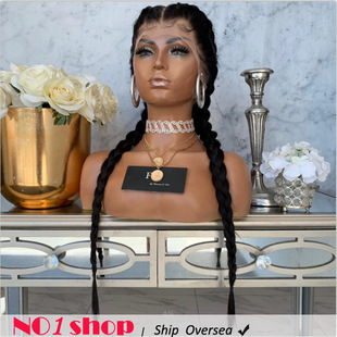 Europe black logn hair wig lace braided double lady front
