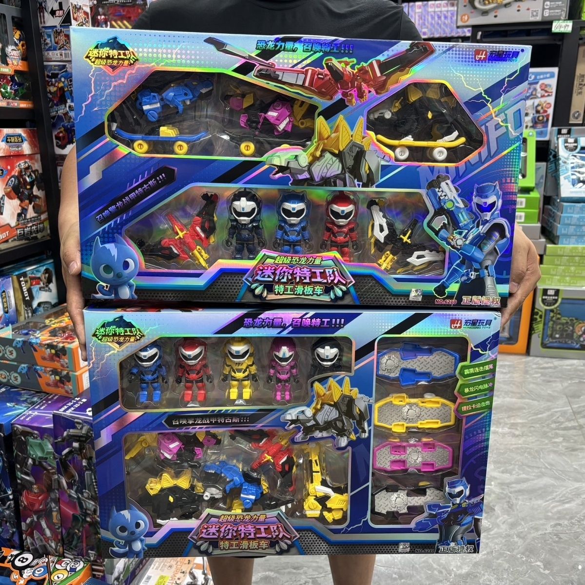 正版迷你特工队滑板车玩具力量超级儿童恐龙机甲机器人男孩童礼物