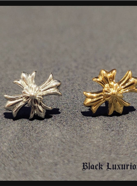 Black Luxurious电镀22K18K925纯银针简约双层十字架经典耳钉