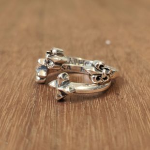 童军花MB十字架开口调节情侣戒指 款 ROCKAGE纯银S925朋克风格 经典