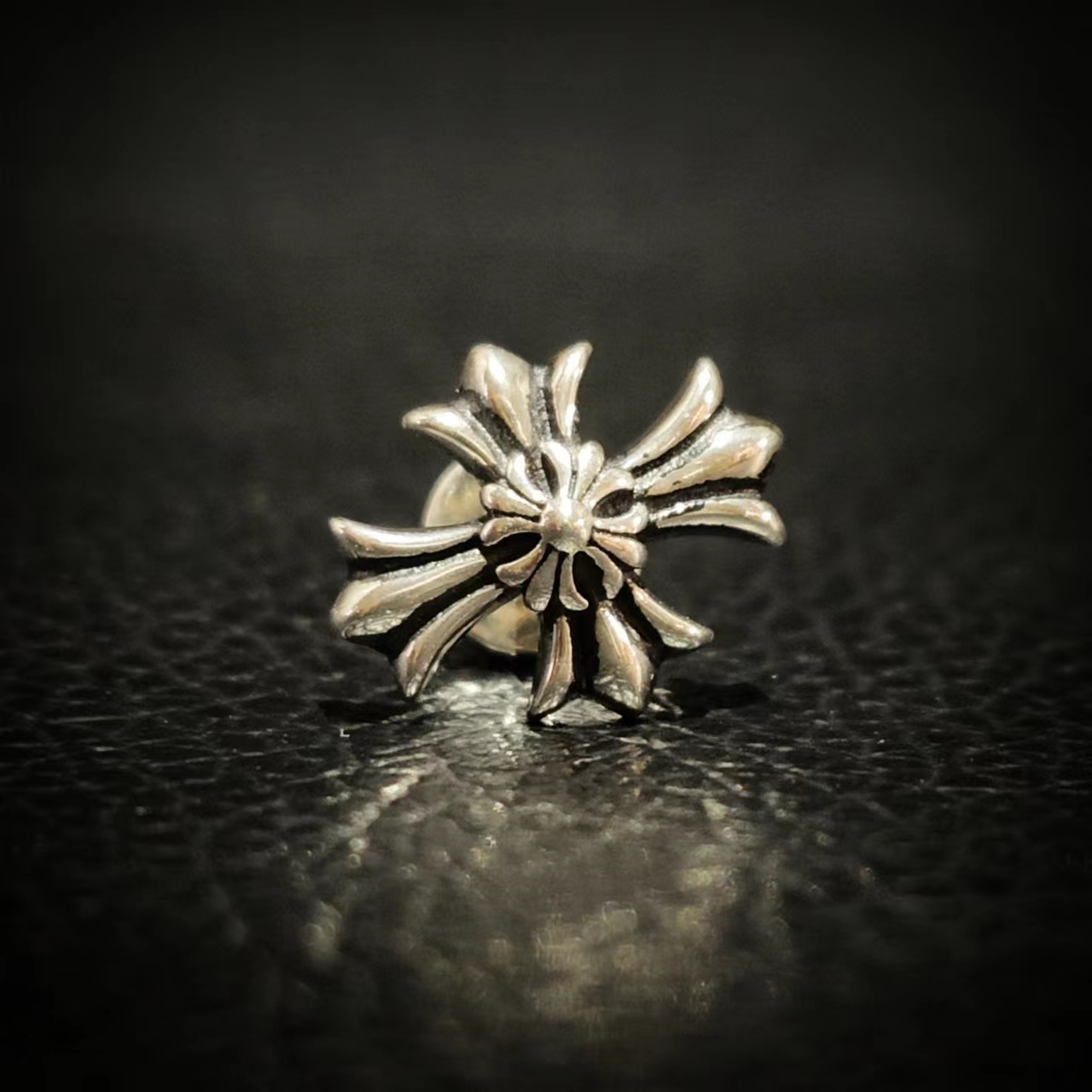 S925纯银网红ROCKAGECH风格双层十字架个性明星女神男神欧美耳钉