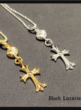 Black Luxurious电镀22K18K风格球型十字架刻字个性经典项链