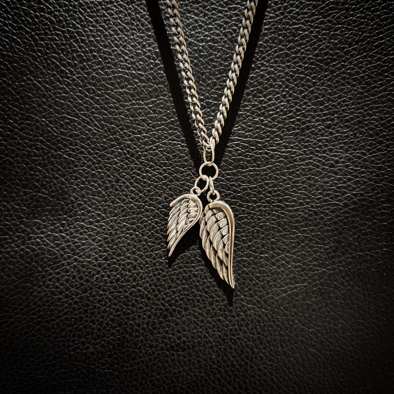 925银天使翅膀羽毛明星同款项链