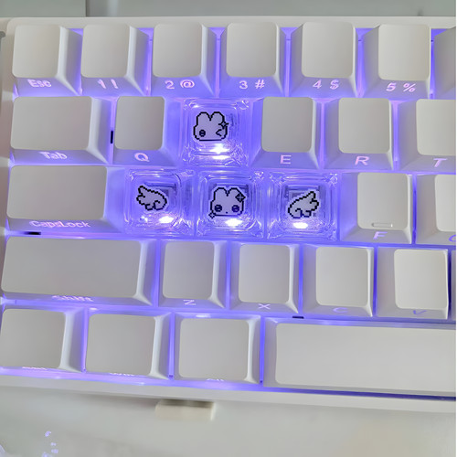 像素风兔子透光键帽WASD/XDA