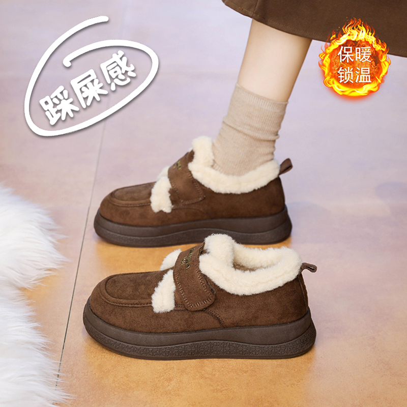 加绒加厚老北京布鞋女士冬季魔术贴中老年棉鞋防滑软底妈妈奶奶鞋