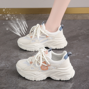子夏季 网面小白鞋 老爹鞋 女2025新款 爆款 鞋 学生潮鞋 透气运动鞋 薄款