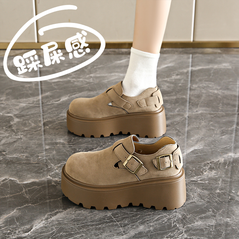 踩屎感爆款厚底勃肯鞋松糕单鞋女