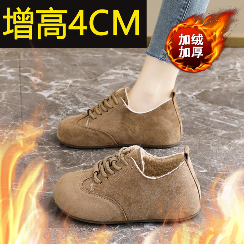加绒全包勃肯鞋女2025新款冬季内增高棉鞋复古真皮保暖休闲鞋34码