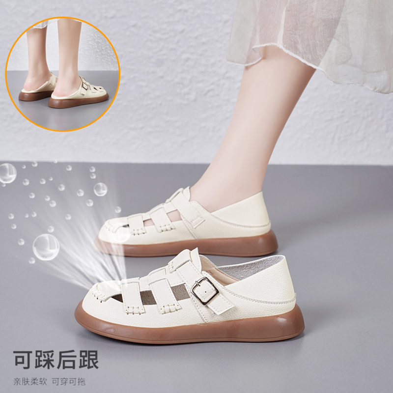 达夫妮女鞋包头罗马凉鞋踩脚两穿
