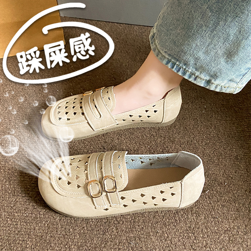 达芙尼镂空乐福鞋女士夏季透气