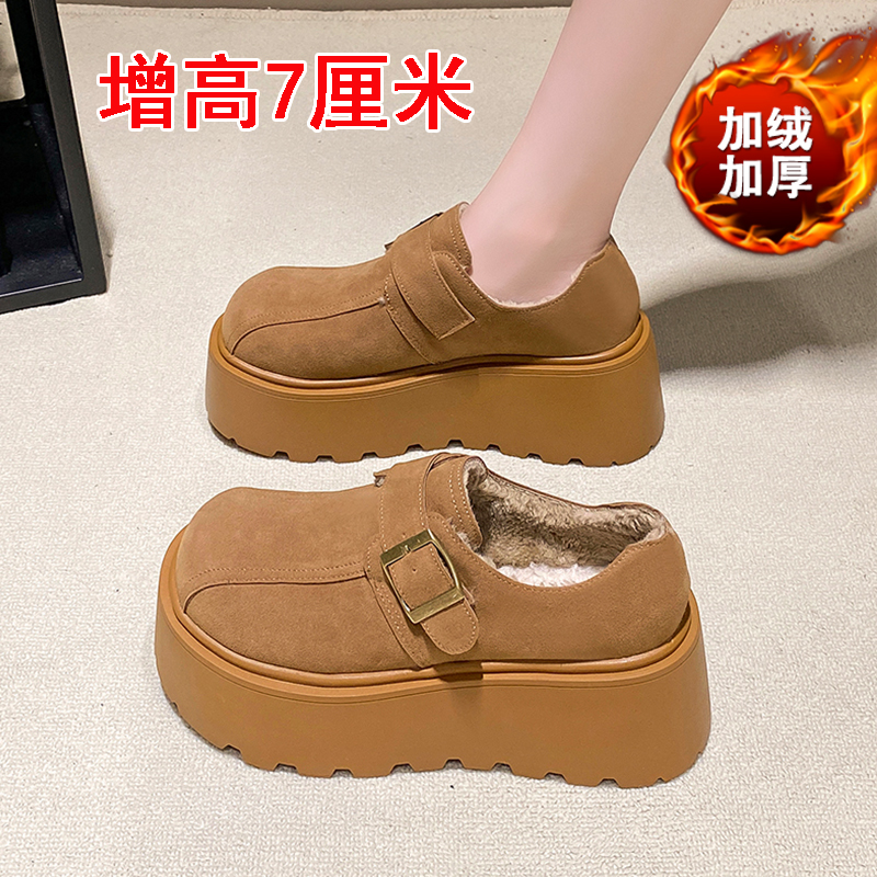 踩屎感增高7厘米加绒勃肯鞋松糕