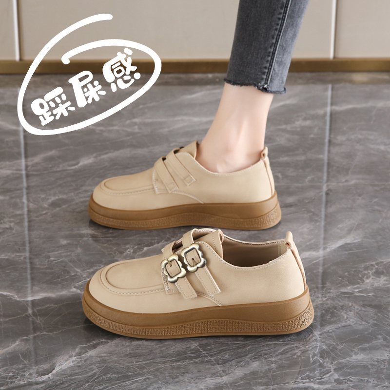 踩屎感真皮乐福鞋女2025新款