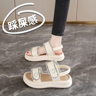 大碼 魔術(shù)貼涼鞋 41一43孕婦 百搭羅馬鞋 外穿軟底時(shí)尚 女2025新款 夏季