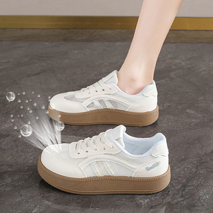 轻便学生休闲运动板鞋 德训鞋 百搭厚底系带小白鞋 春季 女2026新款