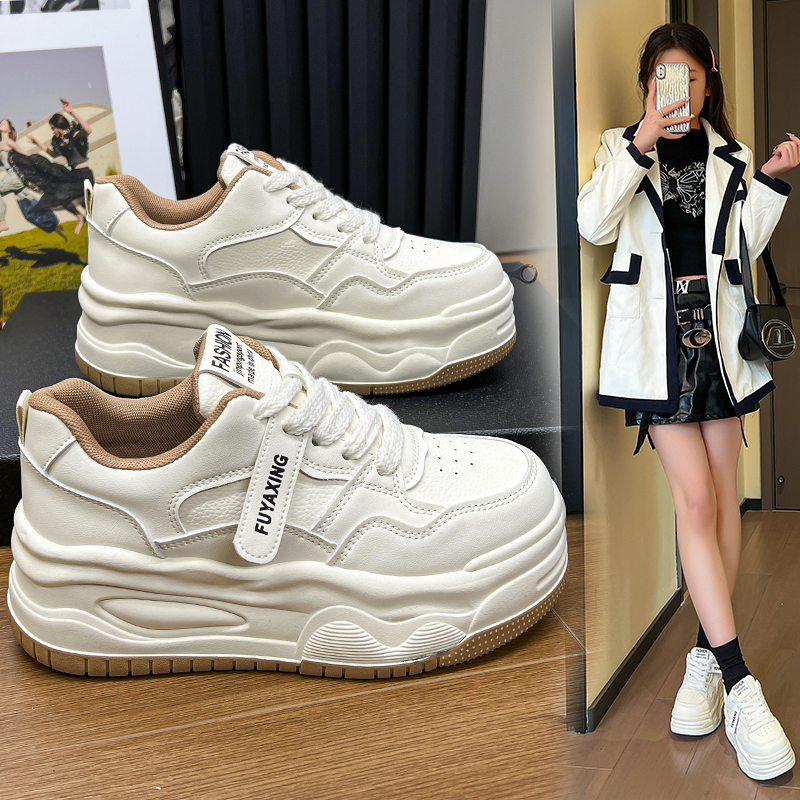 松糕小白鞋春季女款厚底休闲鞋2025新款增高运动板鞋时尚老爹鞋子