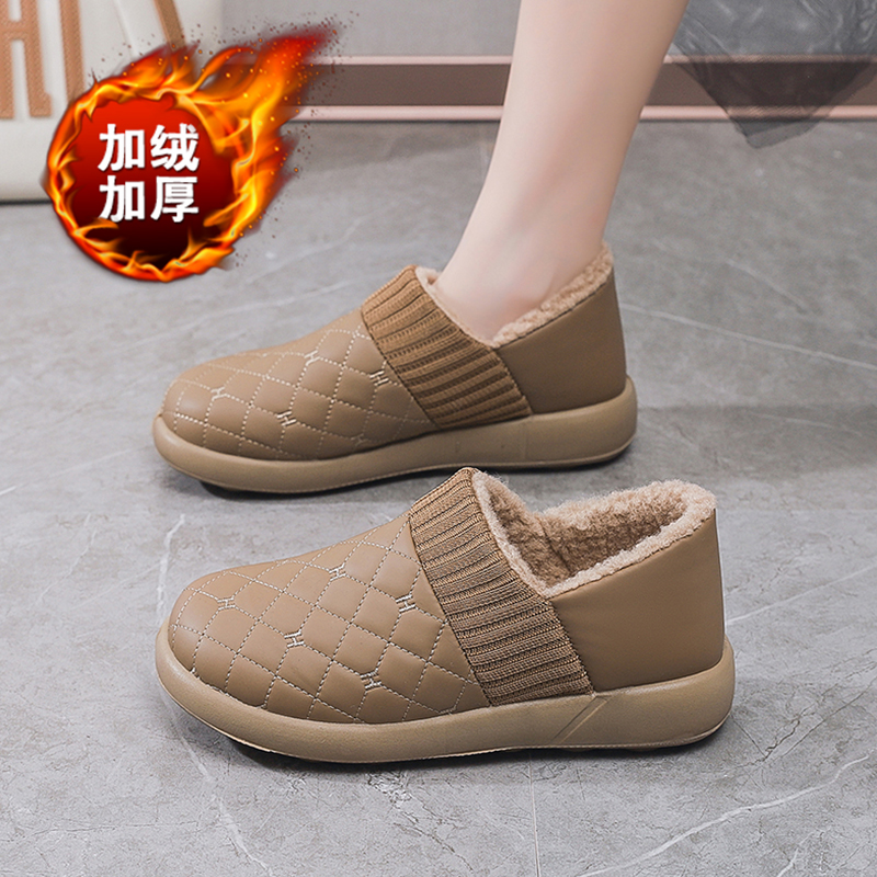 老北京棉鞋女士冬季一脚蹬平底休闲加绒妈妈鞋中老年鞋子防水防滑