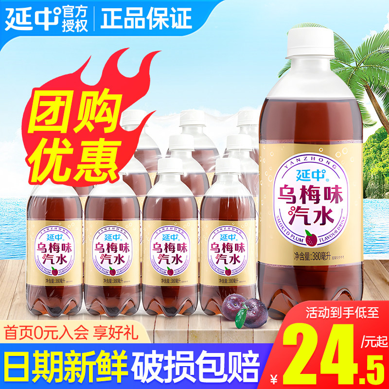 延中乌梅盐汽水380ml*12瓶整箱包邮特价夏日福利小瓶碳酸汽水饮料