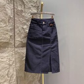 黑色侧开叉牛仔半裙女2025春季 弹力高腰气质包臀显瘦a字长裙 新款