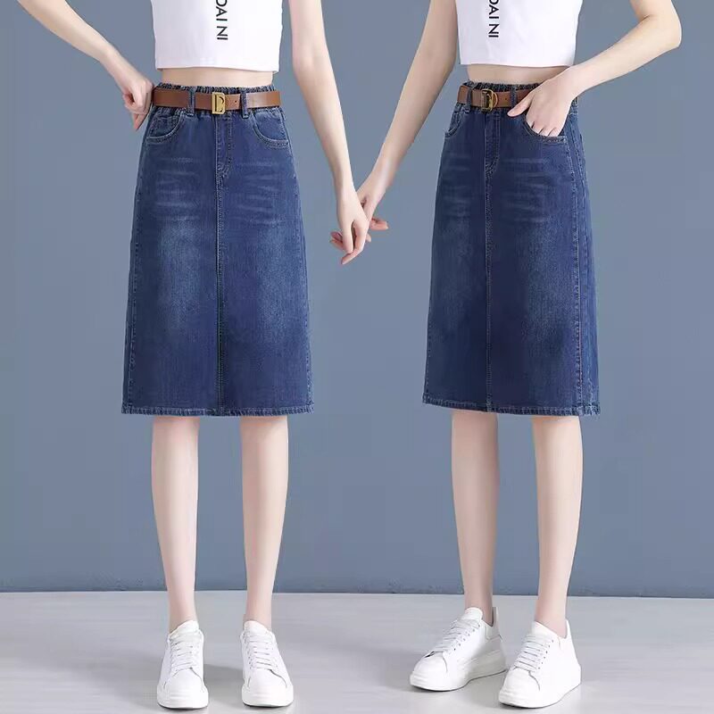 松紧腰牛仔半身裙女2025年新款夏季a字裙裤小个子中长款包臀裙子图片