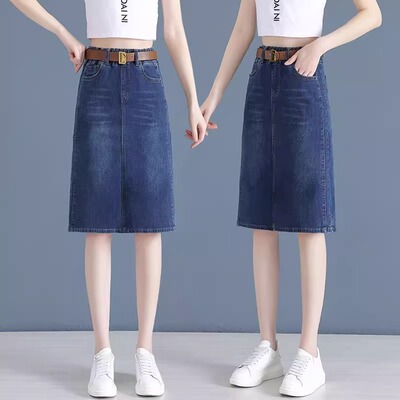 松紧腰牛仔半身裙女2025年新款夏季a字裙裤小个子中长款包臀裙子