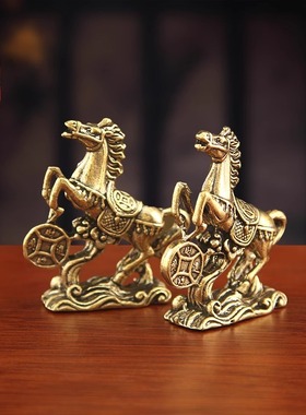 纯黄铜踩钱马摆件马到成功财源广进生肖马摆饰装饰铜工艺品礼品