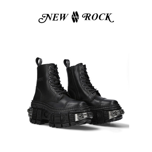 NewRock新款金属坦克马丁靴