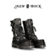 NewRock官方正品 西班牙真皮做旧手工定制暗黑朋克中筒金属厚底靴