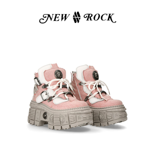 NewRock西班牙潮牌希林同款 限定配色朋克风撞色松糕厚底高帮鞋