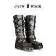 NEWROCK官方正品 镇店之宝手工真皮定制金属男女机车高筒厚底战靴