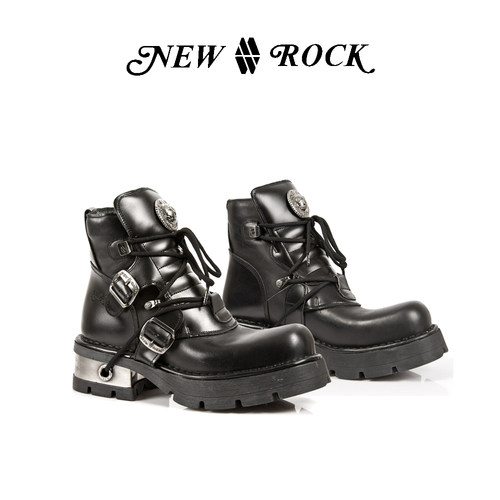 NewRock短靴经典金属朋克鞋厚底
