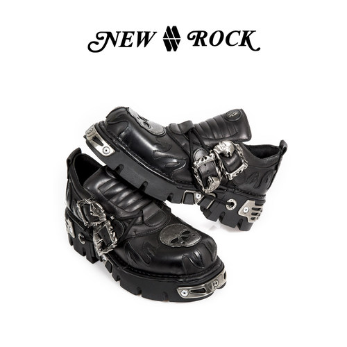 newrock官方正品手工火焰低帮鞋