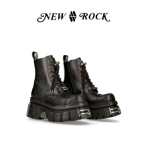 NewRock明星同款朋克厚底马丁靴